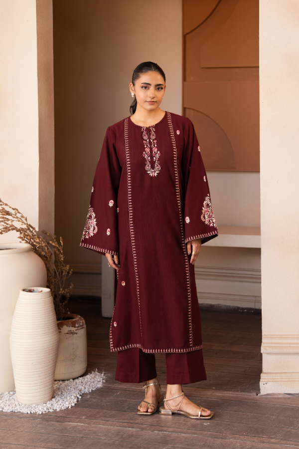2 Piece - Embroidered Khaddar Suit - AEK - 05