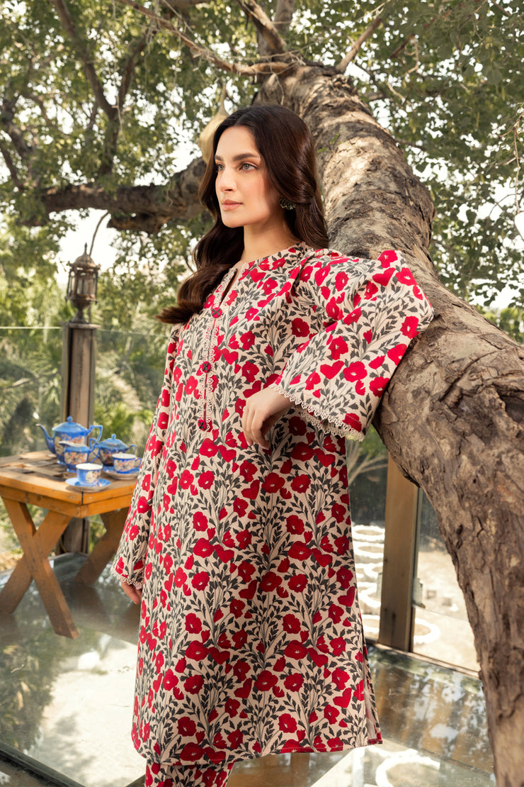 2 Piece - Printed Khaddar Suit - MSV1-04