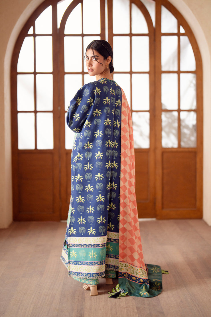 3 Piece - Printed & Embroidered Khaddar Suit - AU-02