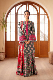 3 Piece - Printed & Embroidered Khaddar Suit - AU-07