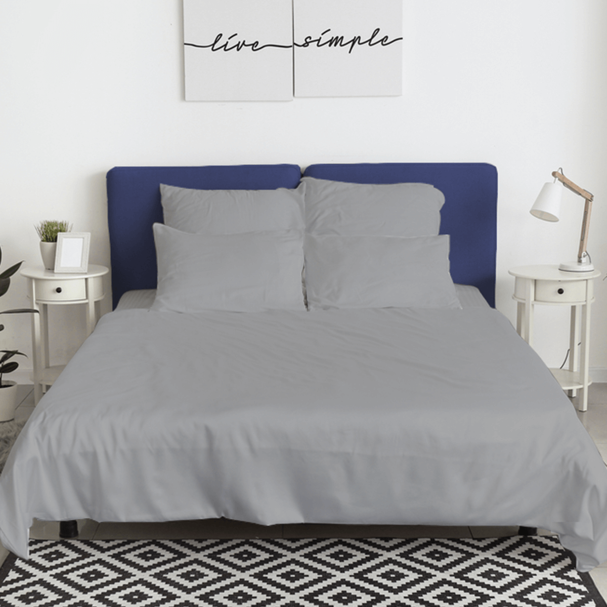 Light Grey Solid Bed Sheet Set