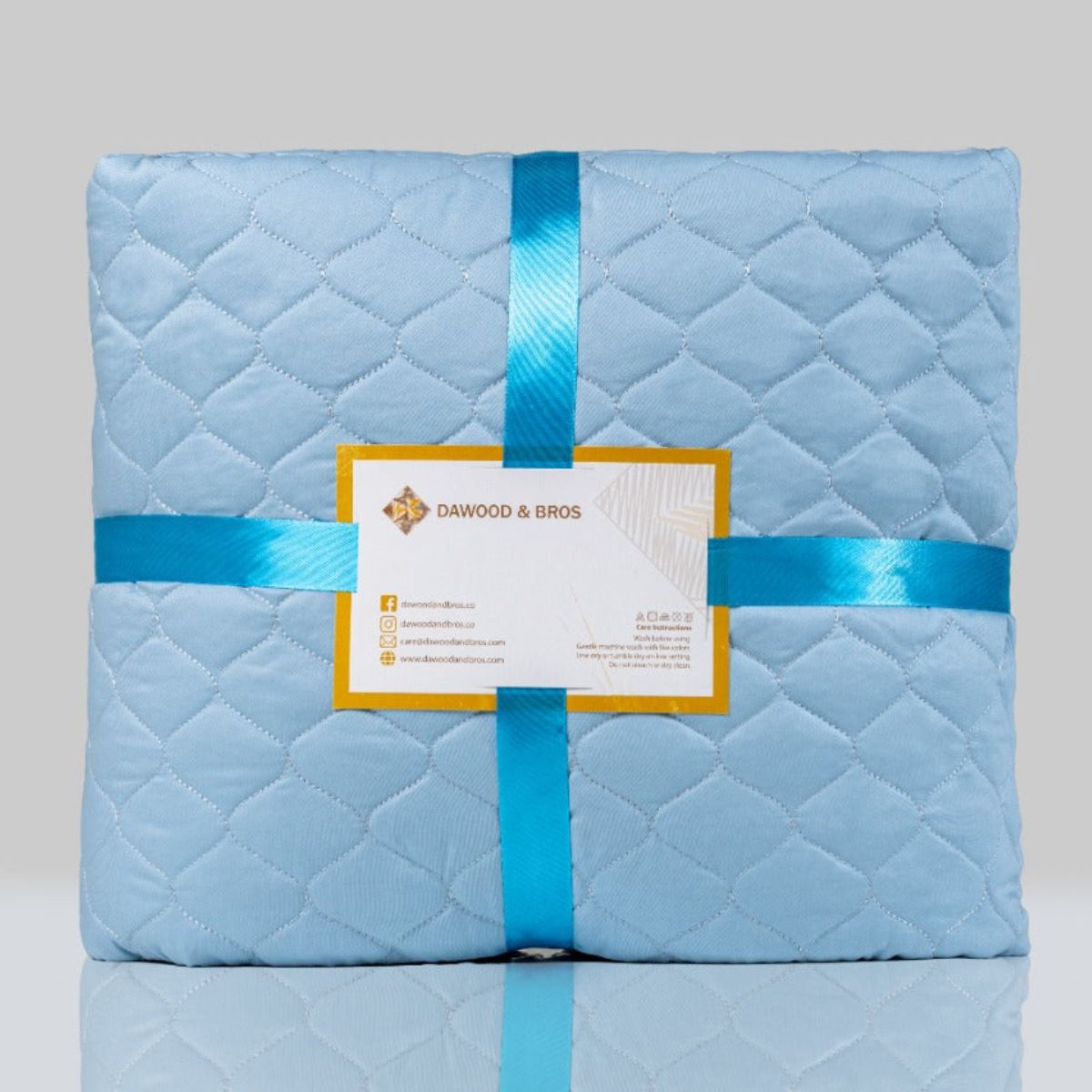 Embroidery Quilted Bedspreads Sky Blue